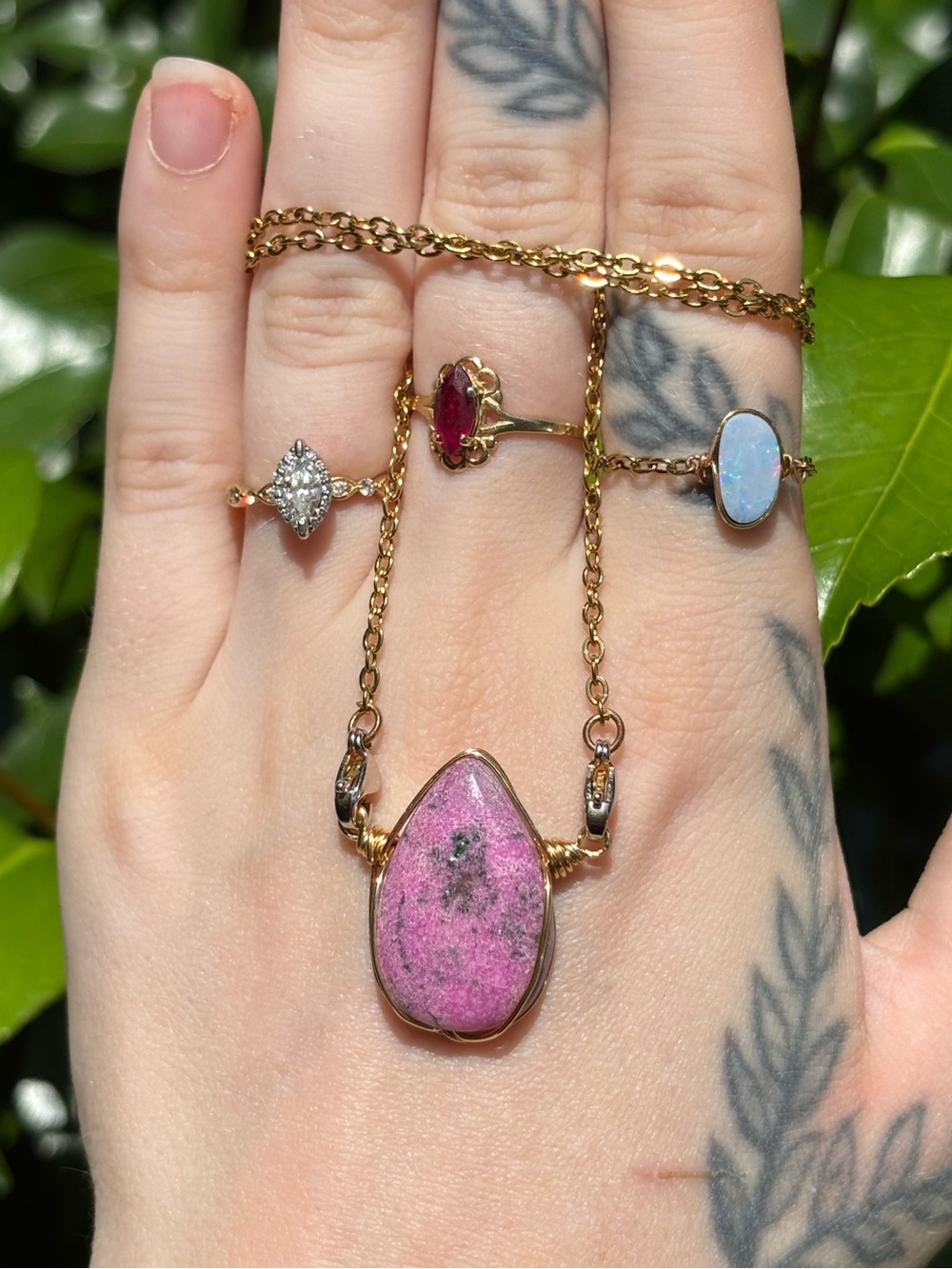 Calbolto pink calcite interchangeable necklace